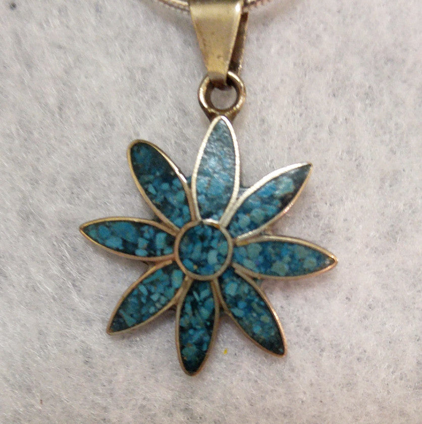 STERLING SILVER AND TURQUOISE PENDANT