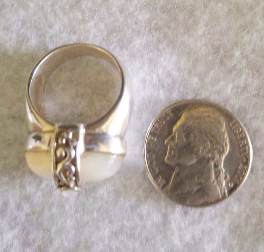STERLING SILVER AND MOTHER OF PEARL RING