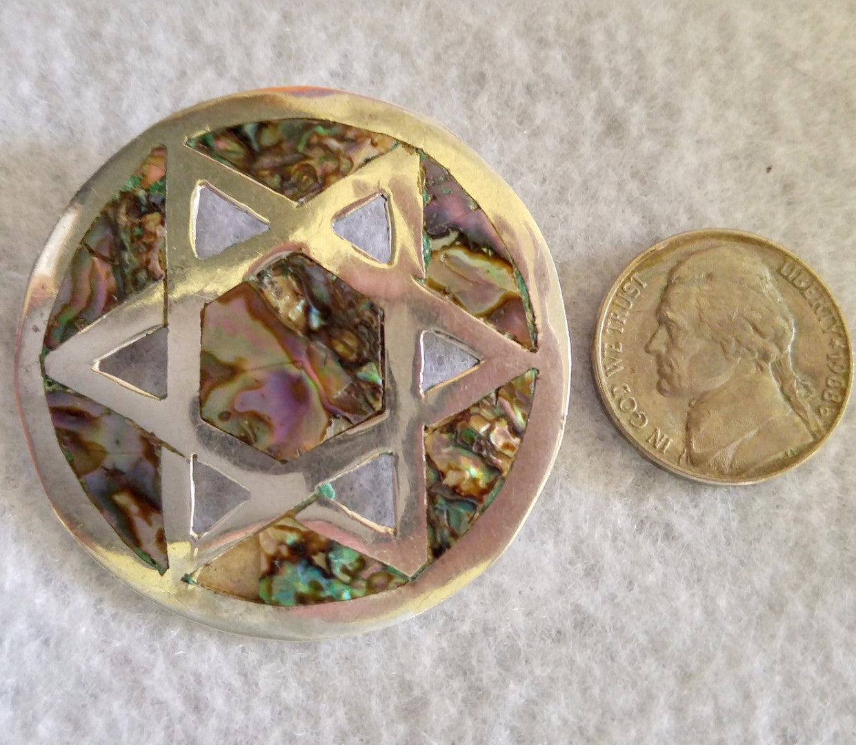 STERLING SILVER AND ABALONE PENDANT/PIN