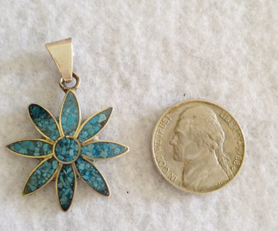 STERLING SILVER AND TURQUOISE PENDANT